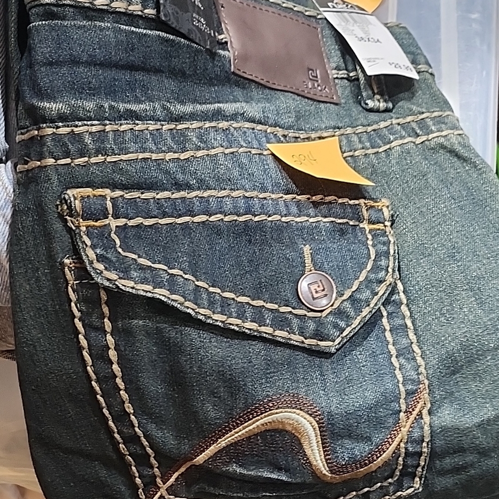 Rue21 Dark Blue Jeans with Tan Stitching